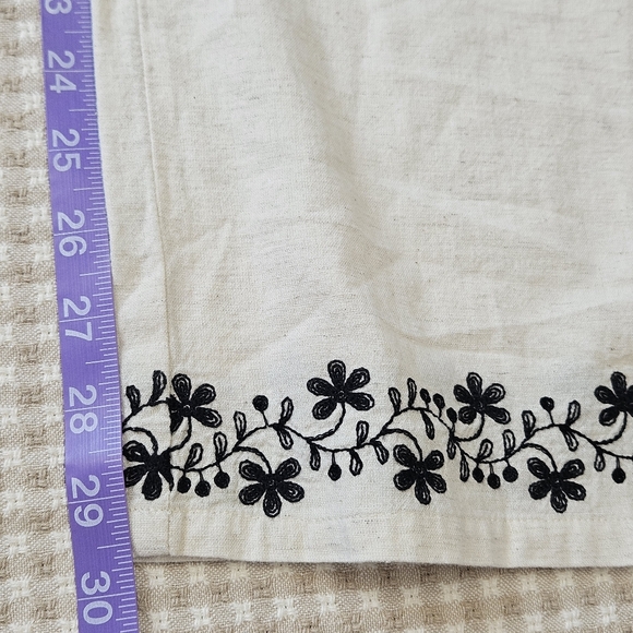 Nobody's Child Oatmeal Black Floral Embroidered Wide Leg Pull On Shona Trousers - Picture 14 of 15